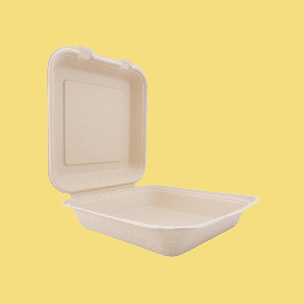 Freshware Compostable Clamshell Take Out Food Containers [8x8" 200-Pack]