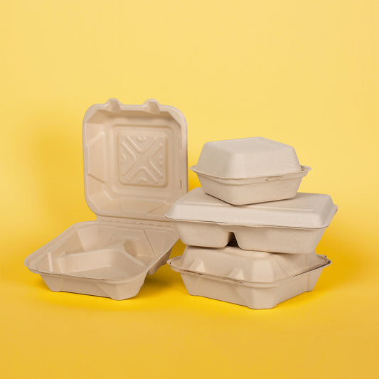 Freshware Compostable Clamshell Take Out Food Containers [9x9" 200-Pack]